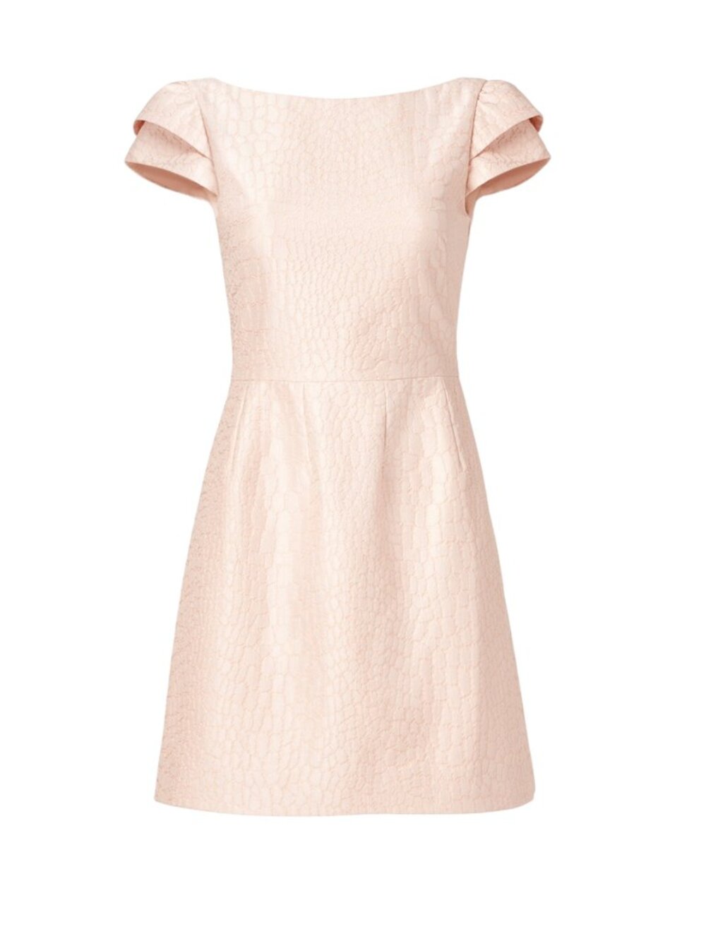 HALSTON Heritage Blush Pink Textured Jacquard Dress w/ Cap Sleeves - Size 4